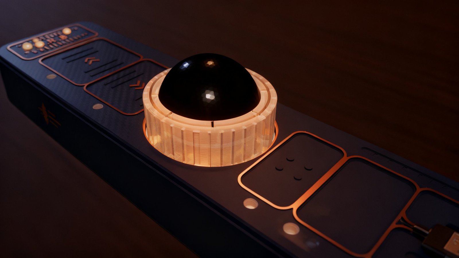 O.R.B. 2 close on the clear ring and the black ball, amber halo beneath